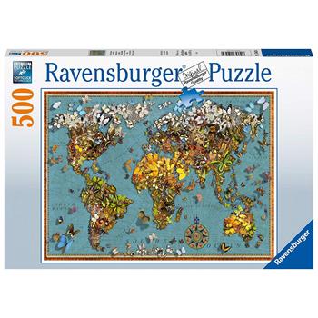 Ravensburger 500 Parça Kelebeklerle Dünya Haritası Puzzle