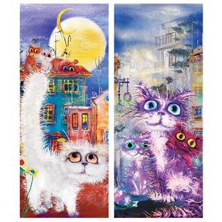 BlueFocus 2x78 Parça Street Cats ve Mom Cat Mini Puzzle Seti (Kediler Puzzle)