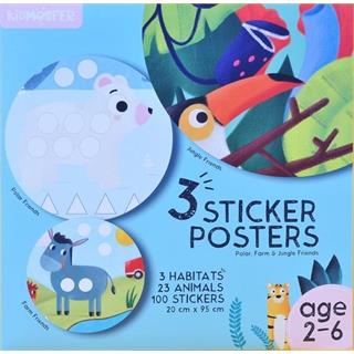 Kidmosfer 3 lü Orman, Kutup ve Çiftlik Arkadaşları Habitat Sticker Poster
